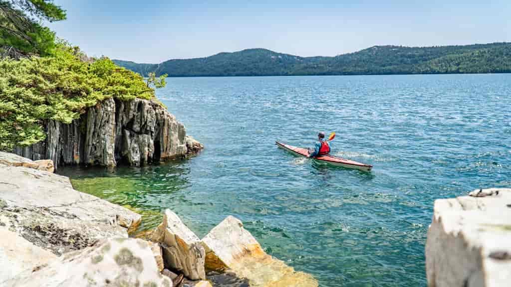 ken whiting kayaking in killarney provincial park in the summer time beautiful kayaking photography trak aquabound nrs