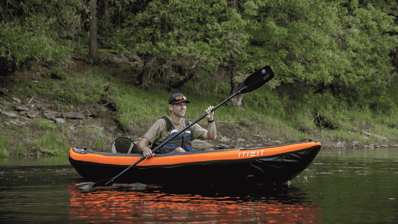 Decathlon Itiwit Inflatable Kayak Review ken whiting paddling a kayak from walmart