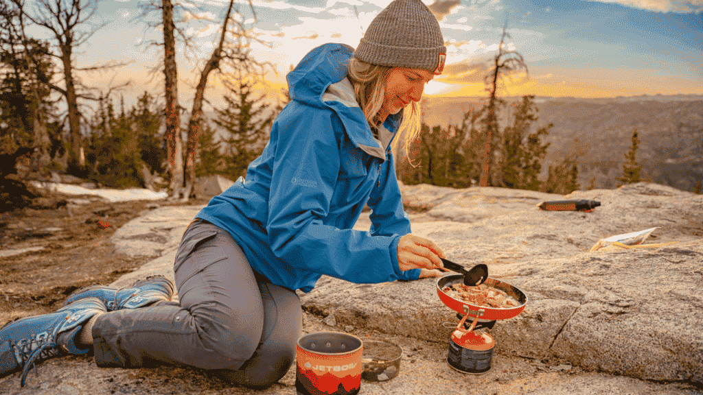 backpacking for 3 nights and 4 days
cooking with jetboil stove