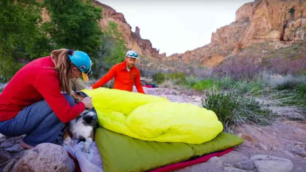 Zenbivy Light Double Camping Bed setup: Step 2, slip on the bed sheet.