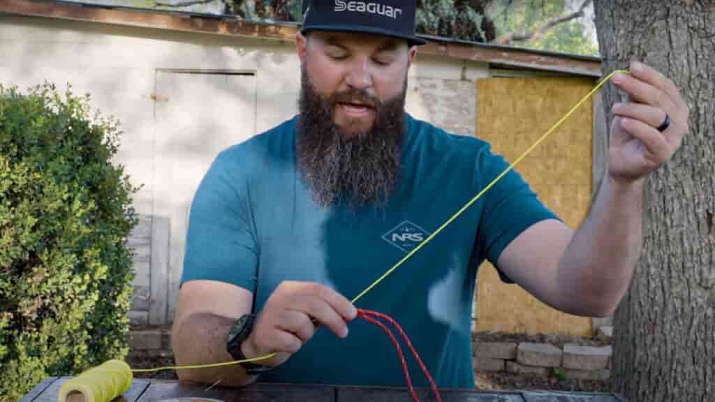 Make sure you have lots of loose on the thinner line.