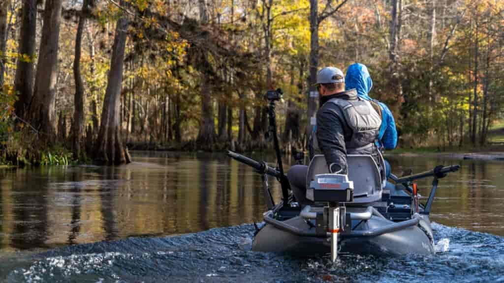 I used the Torqeedo 903 electric motor to speed up my jumps between fishing spots.