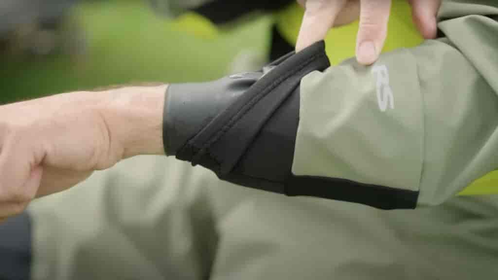 Drysuits have gaskets on the wrists and neck to keep you dry and warm.