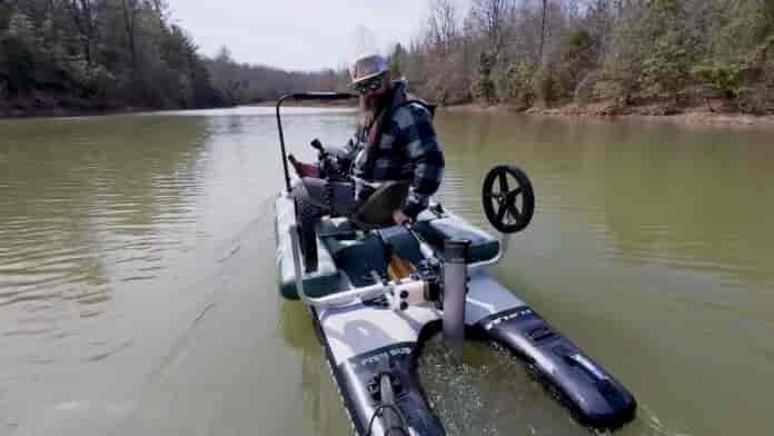 fish ups 1210 with epropulsion elite electric motor attached on water