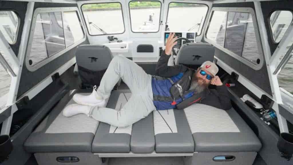 Duckworth 21 Discovery fold down seats make a comfortable bed
